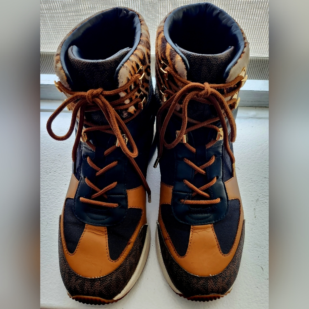 Micheal Kors leopard print wedge sneakers